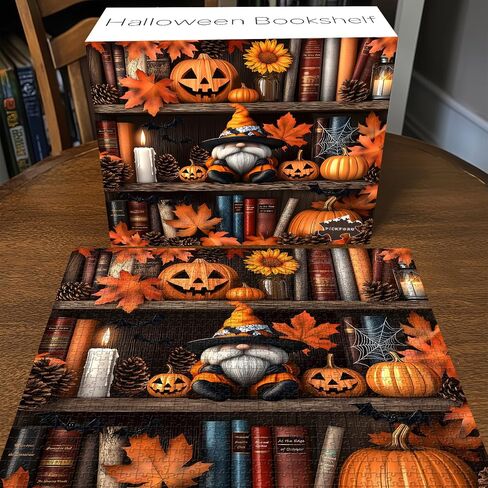 Halloween Puzzles for Adults 1000 Pieces, PICKFORU Vintage Book Pages Jigsaw Puzzles Pumpkin Gnomes, Hard Difficult Horror Bookshelf Theme as House Decor in Saudi Arabia