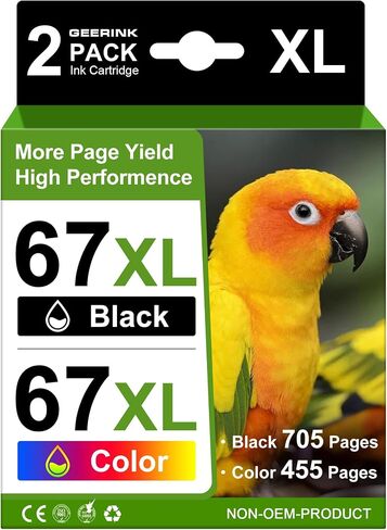 67XL حبر حبر خراطيش أسود كومبو كومبو متوفرة لـ HP Ink 67 لـ Deskjet 2855e 2755e 2700 2 2800e 4155e 4255e 2734e 4100 2827e 4100e envy 6055e 6455e printer in Saudi Arabia