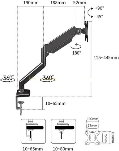 K43B Single Monitor Mounting Arm for 17-32 Inch Screens, Adjustable Computer Monitor Stand Clamp Mounting Height Adjustable(Black) in Saudi Arabia
