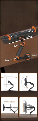 Single Monitor Stand, up to 32 inches, 19.8 lbs per Screen, Computer Desk Stand, Adjustable Gas Spring(ZH19-X187) in Saudi Arabia