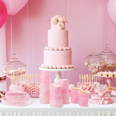 350 PCS Pink Boy Plates and Falkins ، 50 Coquette Party Supplies Coquette Coquett in Saudi Arabia