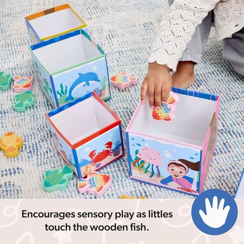 Melissa & Doug® Ms. Rachel™ Sort and Count Nesting and Stacking Blocks with Wooden Fish Preschool Learning Toy for Boys, Girls - FSC Certified in Saudi Arabia