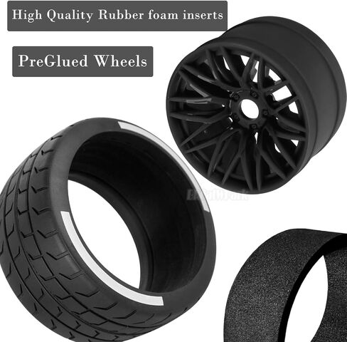 RC Wheels and Tires for 1/7 Felony 6S BLX,RC Highway Wheel Rubber Tires,4PCS RC Drift Car Highway Tires Road Soft Tires,Green in Saudi Arabia