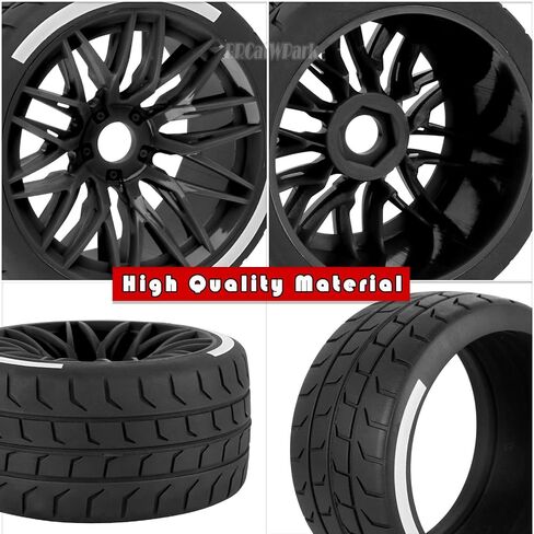 RC Wheels and Tires for 1/7 Felony 6S BLX,RC Highway Wheel Rubber Tires,4PCS RC Drift Car Highway Tires Road Soft Tires,Green in Saudi Arabia