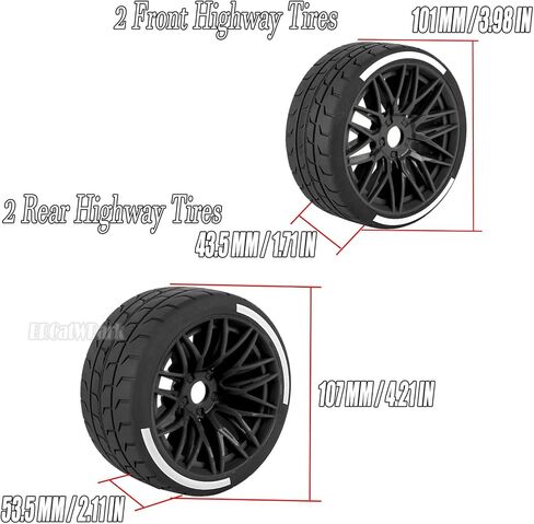RC Wheels and Tires for 1/7 Felony 6S BLX,RC Highway Wheel Rubber Tires,4PCS RC Drift Car Highway Tires Road Soft Tires,Green in Saudi Arabia