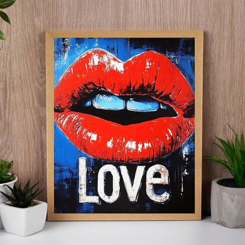 OKSGYTA Red Lip Pop Art Paint by Numbers Kits 16x20 inch Canvas DIY Oil Painting for Adults with Brushes and Acrylic Pigment Graffiti Love Mouth Abstract Art Picture for Home Decor (Without Frame) in Saudi Arabia