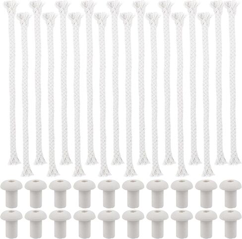 Framendino, 20 Pack Round Oil Lamp Wicks with Ceramic Tube Holders 1/4 Inch 0.5FT Cotton Braided Wick Replacement for Candle Burner Kerosene Lantern in Saudi Arabia