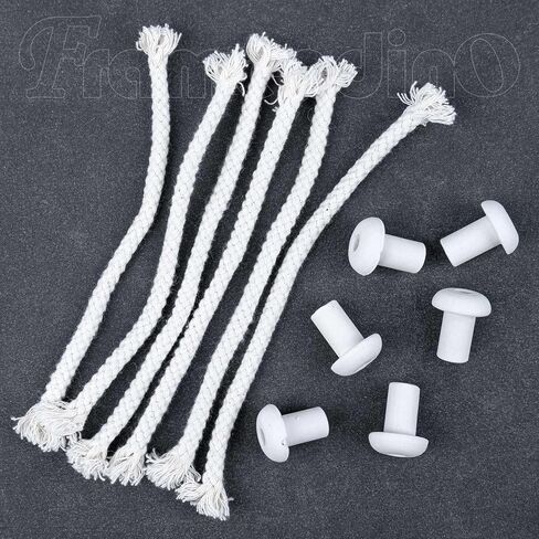 Framendino, 20 Pack Round Oil Lamp Wicks with Ceramic Tube Holders 1/4 Inch 0.5FT Cotton Braided Wick Replacement for Candle Burner Kerosene Lantern in Saudi Arabia