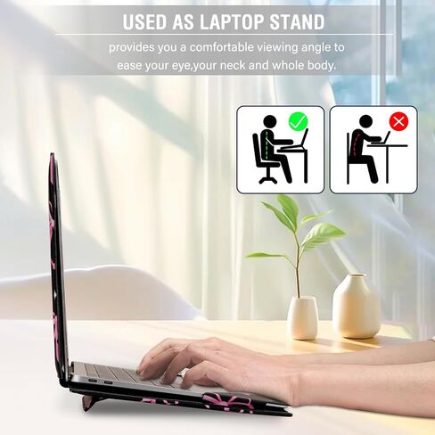 MOSISO Case Compatible with MacBook Air 13 inch M4 M3 M2 M1 2025-2018/Pro 13 inch M2 M1 2025-2016, Pink Bows PU Leather Portfolio Protective Stand Cover, Black in Saudi Arabia