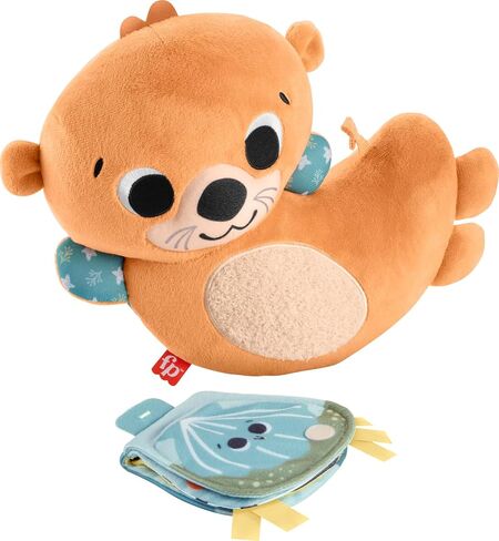 FISHER-PRICE BABY Toy 2-in-1 Rockin' Tummy Time Otter Plush Sensory Activity with Soft Book for Newborn Play Ages 0+ Months in Saudi Arabia