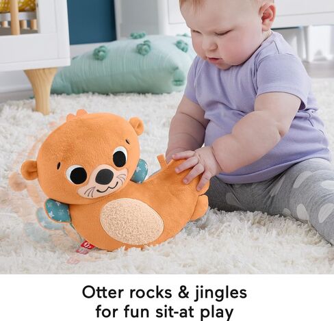 FISHER-PRICE BABY Toy 2-in-1 Rockin' Tummy Time Otter Plush Sensory Activity with Soft Book for Newborn Play Ages 0+ Months in Saudi Arabia