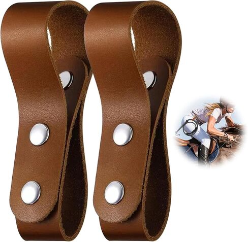 2Pcs Leather Whip Holster, Handmade Belt Whips Holder Bullwhip Whip Loop for Better Security Original Cow Hide Leather Whip Holder, 1.2 x 5.4 Inches(Brown) in Saudi Arabia