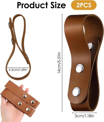 2Pcs Leather Whip Holster, Handmade Belt Whips Holder Bullwhip Whip Loop for Better Security Original Cow Hide Leather Whip Holder, 1.2 x 5.4 Inches(Brown) in Saudi Arabia