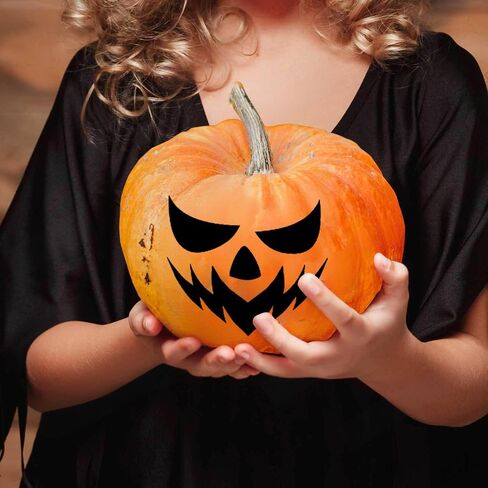 32 PCS Halloween Pumpkin Decorating Craft Kits ، قالب وجه اليقطين الأسود جعل شارات Craft Craft Jack-O-Lantern لخدعة الحفلات في عيد الهالوين. in Saudi Arabia