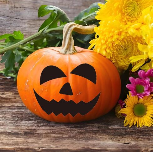 32 PCS Halloween Pumpkin Decorating Craft Kits ، قالب وجه اليقطين الأسود جعل شارات Craft Craft Jack-O-Lantern لخدعة الحفلات في عيد الهالوين. in Kuwait