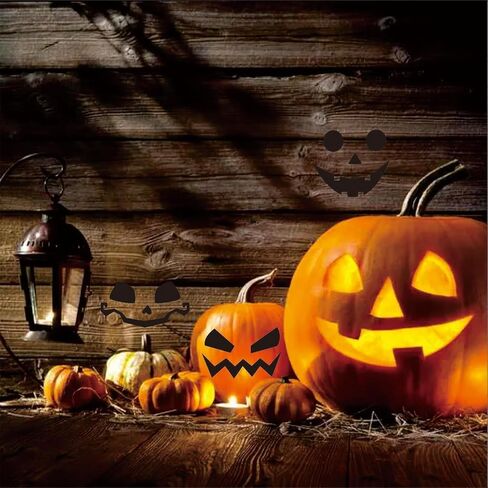32 PCS Halloween Pumpkin Decorating Craft Kits ، قالب وجه اليقطين الأسود جعل شارات Craft Craft Jack-O-Lantern لخدعة الحفلات في عيد الهالوين. in Saudi Arabia