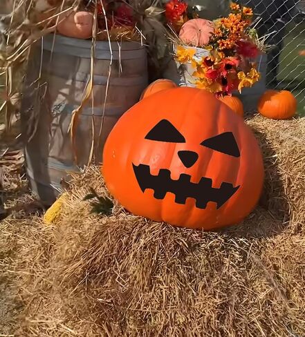 32 PCS Halloween Pumpkin Decorating Craft Kits ، قالب وجه اليقطين الأسود جعل شارات Craft Craft Jack-O-Lantern لخدعة الحفلات في عيد الهالوين. in Saudi Arabia