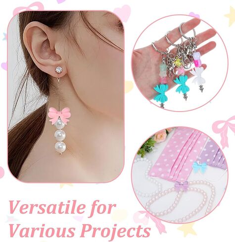 Bow Silicone Focal Beads, 20PCS Cute Multicolored Flexible Beads for DIY Keychain Handmade Crafts Jewelry Making in Saudi Arabia