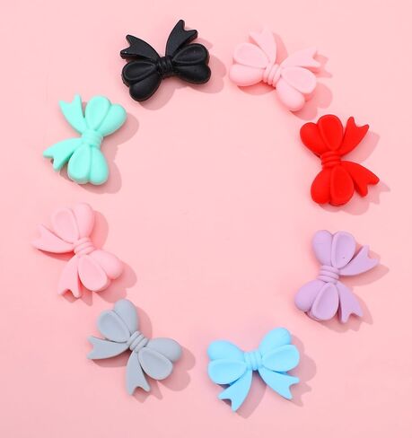 Bow Silicone Focal Beads, 20PCS Cute Multicolored Flexible Beads for DIY Keychain Handmade Crafts Jewelry Making in Saudi Arabia