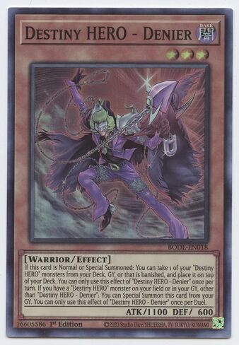 Destiny Hero - Denier - BODE-EN018 - Super Rare - 1st Edition in Saudi Arabia