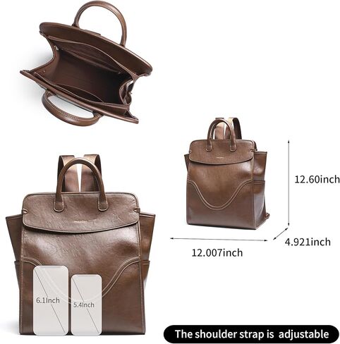 Medium Laptop Backpack Purse for Women and Men PU Leather Anti-theft Fashion Large Capacity Travel Casual Rucksack Convertible Business Computer Bags 240A Black in Kuwait