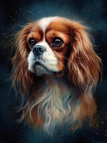 مجموعات الطلاء بالفن الماسي للبالغين ، King Charles Charles Spaniel Dog (1) 5D مجموعات فن الماس لأطقم المبتدئين لديكور الجدار المنزلي 11.8x15.7 بوصة in Saudi Arabia
