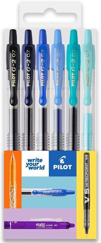 Pilot G -2 Alcable Gel Ink Rollerball Lev - 0.7mm Nib Tip - مجموعة وسادة مجموعة من 6 - نغمات باردة in Saudi Arabia