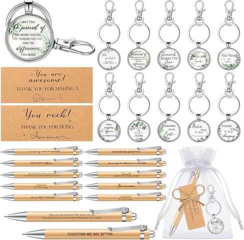 Yeaqee Employee Appreciation Gifts Bulk Motivational Bamboo Pens Inspirational Keychains for Coworkers Staff Teacher in Saudi Arabia