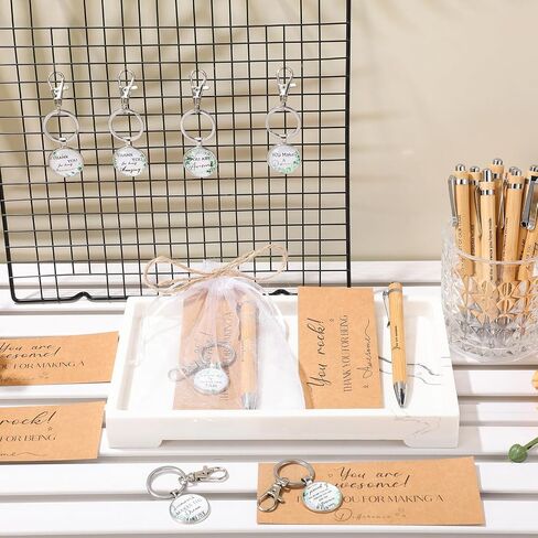 Yeaqee Employee Appreciation Gifts Bulk Motivational Bamboo Pens Inspirational Keychains for Coworkers Staff Teacher in Saudi Arabia