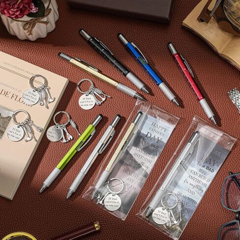 12 مجموعة من سلاسل المفاتيح يوم الأب وأداة 6 في 1 أدوات ملونة 6 بوصة 4 نمط من البركة مع البطاقة وأكياس OPP لعيد الأب هدية عيد ميلاد أو صلاة الكنيسة in Kuwait