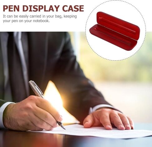 STOBOK 1Pc Fountain Pen Case Single Slot Display Case Wood Writing Pen Box for Office, Business, Writing Accessories - Dark Red in Saudi Arabia