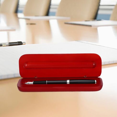 STOBOK 1Pc Fountain Pen Case Single Slot Display Case Wood Writing Pen Box for Office, Business, Writing Accessories - Dark Red in Saudi Arabia