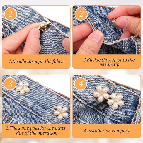 8 مجموعة Pant Weist Trainener No Sew Pearl Weist Cincher Clip Clip Buttons Admable Butons for Geans Vloudable Resplable Brooch Metal Weists Trainener for Women Pants Dresses Dresses Jainses in Saudi Arabia