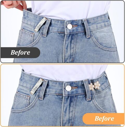 8 مجموعة Pant Weist Trainener No Sew Pearl Weist Cincher Clip Clip Buttons Admable Butons for Geans Vloudable Resplable Brooch Metal Weists Trainener for Women Pants Dresses Dresses Jainses in Saudi Arabia