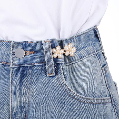 8 مجموعة Pant Weist Trainener No Sew Pearl Weist Cincher Clip Clip Buttons Admable Butons for Geans Vloudable Resplable Brooch Metal Weists Trainener for Women Pants Dresses Dresses Jainses in Saudi Arabia