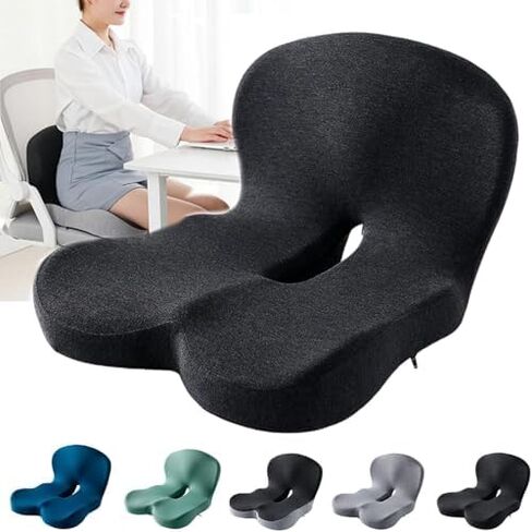 Back and Seat Cushion Seat Cushions for Sciatica Soothe+ seat Cushion Ergonomic Non Slip Memory Foam Seat Skin with Back Support for Car & Office, Lumbar Support (Dark Grey-a) in Saudi Arabia