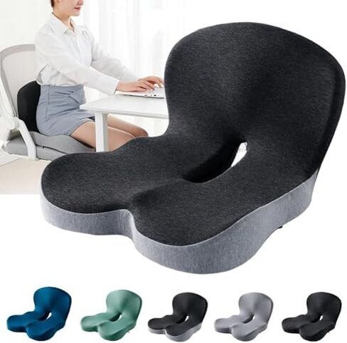 Back and Seat Cushion Seat Cushions for Sciatica Soothe+ seat Cushion Ergonomic Non Slip Memory Foam Seat Skin with Back Support for Car & Office, Lumbar Support (Dark Grey-a) in Saudi Arabia