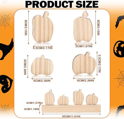 Thyle 4 Pcs Fall Wooden Pumpkin Cutouts Thanksgiving Wood Pumpkin Decoration DIY Blank Unfinished Wood Block Table Decor for DIY Craft Autumn Harvest Halloween Party Tiered Tray Decoration in Saudi Arabia
