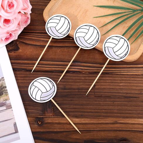 40pcs Volleyball Cupcake Toppers, Funny Sports Ball Cake Picks Party Decor Stylish Volleyball Themed Birthday Decorations for Cookies Desserts Supplies in Saudi Arabia
