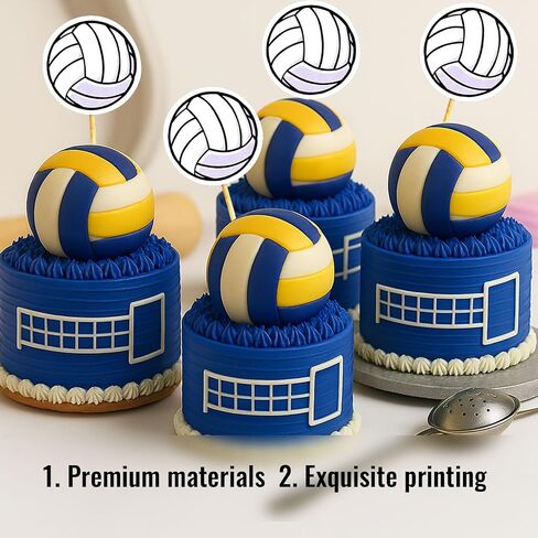 40pcs Volleyball Cupcake Toppers, Funny Sports Ball Cake Picks Party Decor Stylish Volleyball Themed Birthday Decorations for Cookies Desserts Supplies in Saudi Arabia