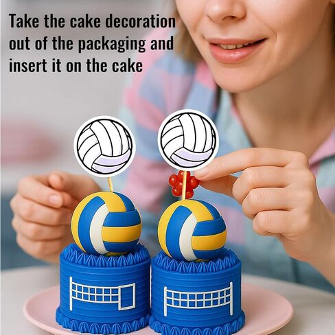 40pcs Volleyball Cupcake Toppers, Funny Sports Ball Cake Picks Party Decor Stylish Volleyball Themed Birthday Decorations for Cookies Desserts Supplies in Saudi Arabia