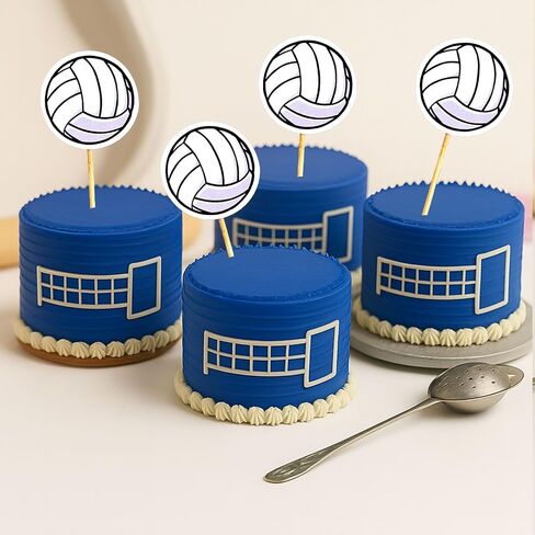 40pcs Volleyball Cupcake Toppers, Funny Sports Ball Cake Picks Party Decor Stylish Volleyball Themed Birthday Decorations for Cookies Desserts Supplies in Saudi Arabia