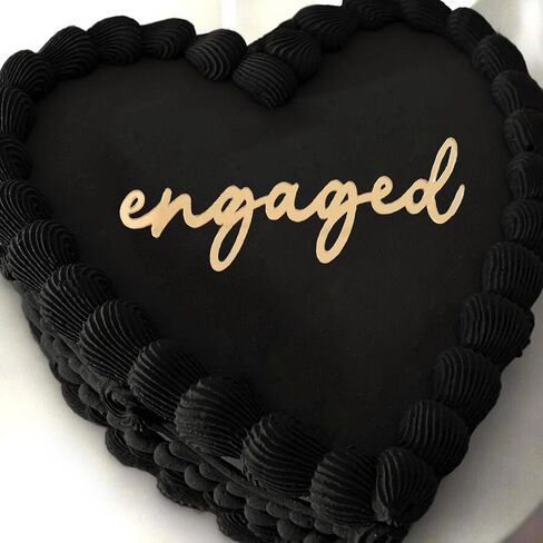 Engaged Cake Topper,Acrylic Black Wedding Party Decorations for Bridal Shower Wedding Engagement Bachelorette Party Decorations in Kuwait