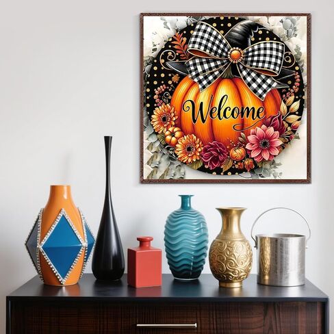 مجموعات الطلاء الماس Fall Pumpkin Flower للبالغين ، وأطقم فنون الماس في فصل الشتاء 5D للبالغين المبتدئين ، DIY كامل الجولة الماس DIAMOND DOT الطلاء الأحجار الكريمة للبالغين ، ديكور الجدار المنزلي 13.8x13.8 بوصة in Kuwait