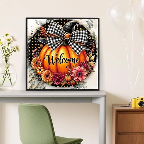 مجموعات الطلاء الماس Fall Pumpkin Flower للبالغين ، وأطقم فنون الماس في فصل الشتاء 5D للبالغين المبتدئين ، DIY كامل الجولة الماس DIAMOND DOT الطلاء الأحجار الكريمة للبالغين ، ديكور الجدار المنزلي 13.8x13.8 بوصة in Kuwait