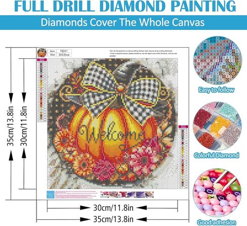 مجموعات الطلاء الماس Fall Pumpkin Flower للبالغين ، وأطقم فنون الماس في فصل الشتاء 5D للبالغين المبتدئين ، DIY كامل الجولة الماس DIAMOND DOT الطلاء الأحجار الكريمة للبالغين ، ديكور الجدار المنزلي 13.8x13.8 بوصة in Kuwait