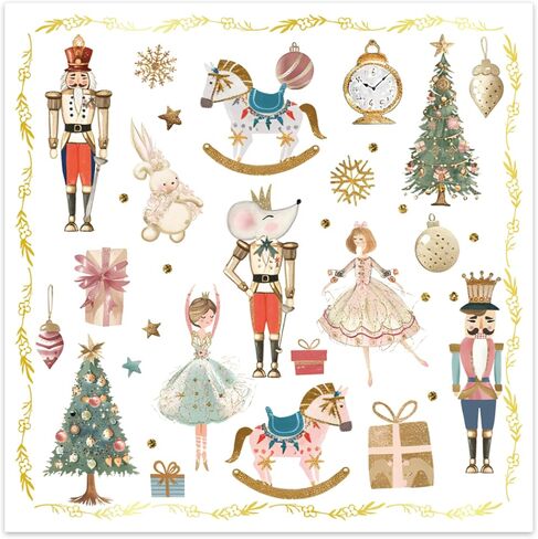 100Pcs Christmas Paper Napkins Nutcracker Disposable 2-Ply Napkins with Ballerinas, Christmas Trees, Horses Design for Bathroom, Xmas Dinners, Holiday Parties, Table Decor 6.5x6.5 Inch in Saudi Arabia