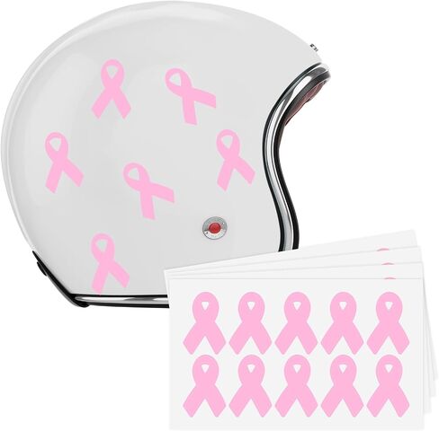 Jenaai 100 Pcs Pink Ribbon Breast Cancer Awareness Football Helmet Decals Ribbon Decals Stickers Football Helmet Stickers for Cancer Awareness Events Support Fundraisers in Saudi Arabia