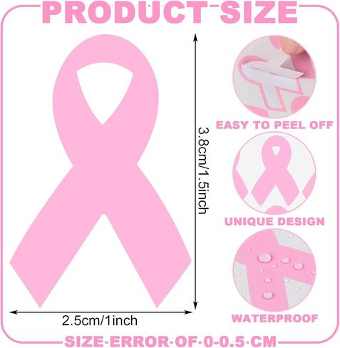 Jenaai 100 Pcs Pink Ribbon Breast Cancer Awareness Football Helmet Decals Ribbon Decals Stickers Football Helmet Stickers for Cancer Awareness Events Support Fundraisers in Saudi Arabia