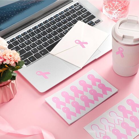 Jenaai 100 Pcs Pink Ribbon Breast Cancer Awareness Football Helmet Decals Ribbon Decals Stickers Football Helmet Stickers for Cancer Awareness Events Support Fundraisers in Saudi Arabia